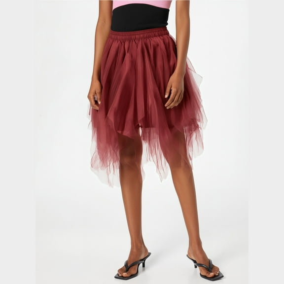 Riforla Women's Tutu Skirt Mesh Party Dress Dress Elegant Wedding Gown Half Length Skirt Skirts for Women Trendy Brick Red XL