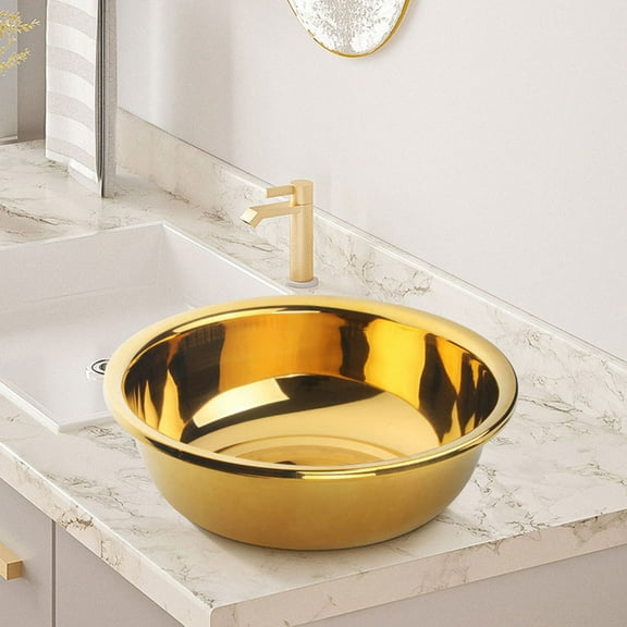 WORGEOUS Thick Stainless Steel Basin for Mixing and Washing Vegetables Household Use Basin Large Metal Basin Kitchen Mixing Basin