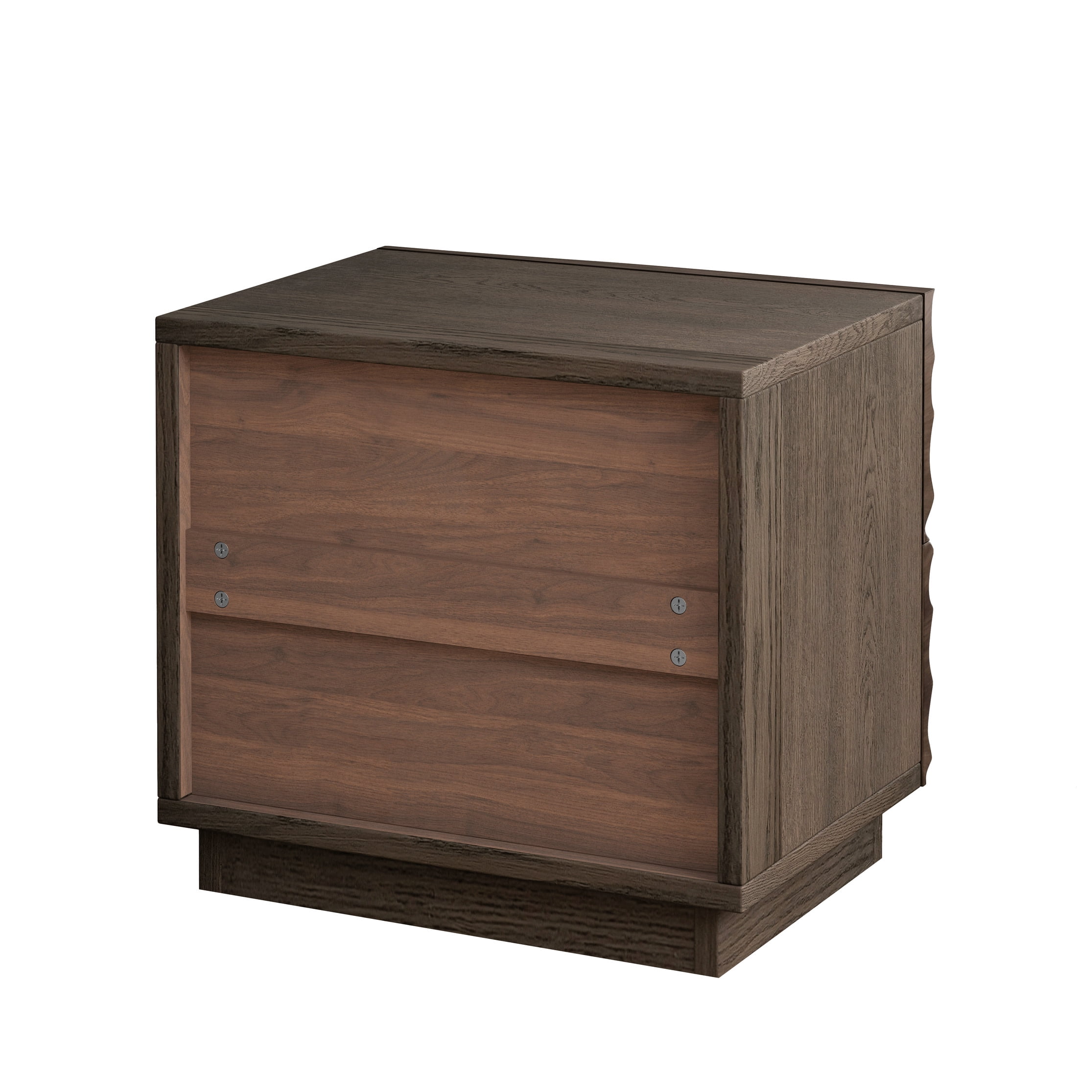 GDF Studio Set of 2 Solid Wood Nightstands with 2 Drawers, Handle-Free Design, Brown
