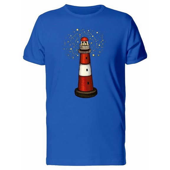 Red & White Lighthouse At Night Tee Men's -Image by Shutterstock