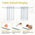 thumbnail image 5 of Hi loPres 71" Oval Glass Dining Table for 6-8, Modern Tempered Glass Table with Double Silver Slatted Cylinder Metal Bases for Kitchen, Living Room, 5 of 8