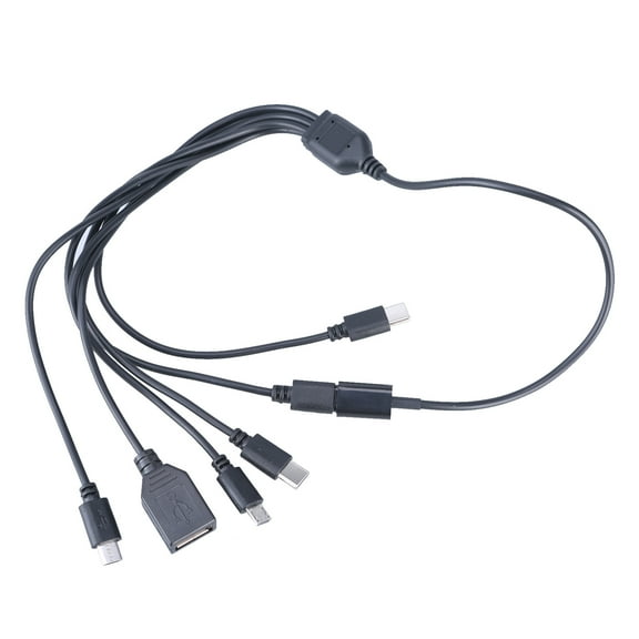 6 Port Charging Cord Multi Charging Cable USB To USB1 And USB Connectors For Phones And Tablets 47cm/18.5in