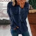 thumbnail image 2 of WREESH Womens Fashion Crewneck Sweatshirts Print Long Sleeve Comfortable Breathable Shirt Tops Pullover Navy, 2 of 7