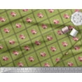 thumbnail image 2 of Soimoi Silk Fabric Check,Leaves & Rose Floral Print Fabric by Yard 42 Inch Wide, 2 of 3