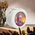 thumbnail image 6 of Fuzoiu Meditating Cute Horse Print Portable Jewelry Box,Round Mini Leather Travel Jewelry Case,Small Travel Jewelry Organizer,Jewelry Holder for Ring Necklace Earring for Women Girls-White, 6 of 7