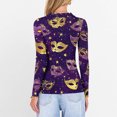 thumbnail image 7 of Mardi Gras Shirts Womens Carnival Sparkly V Neck Tops Glitter Long Sleeve Novelty Tunic Tops Purple XL, 7 of 7