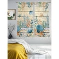thumbnail image 3 of Vintage Beige Coastal Sheer Curtains 72 Inch Length 2 Panels Set Window Treatments, Summer Beach Starfish Shell Coral Nautical Rod Pocket Semi Curtains for Living Room/Bedroom/Kitchen, 104"W x 72"L, 3 of 7