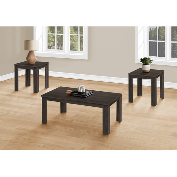 Xukmct Pack of 3 Rectangle Wood Coffee Table End Table Side Table Set for Living Room, Office, Brown