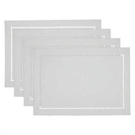 

Fennco Styles Solid Color Laser-Cut Hemstitch Design Table Placemats 13 W x 19 L Set of 4 - Classic Table Mats for Dining Table Décor Banquets Holiday Family Gathering and