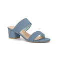 thumbnail image 1 of Women's Dual Straps Mid Chunky Heel Slide Sandals Haze Blue 7.5, 1 of 8