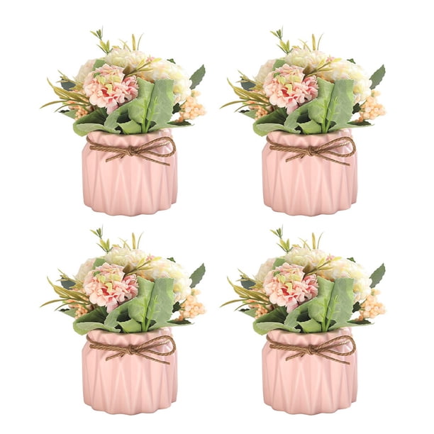 Plantas artificiales Advancent 4 piezas de cerámica ABS Decoración rosa