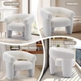 thumbnail image 3 of BRILHAMEZ Modern Lambswool Barrel Accent Chair, Upholstered Single Sofa Lounge Chair for Living Room Bedroom, White, 3 of 8