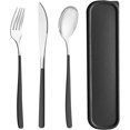 thumbnail image 1 of shiyou-Travel Utensils with Case, 4pc Reusable Utensils Set with Case, Camping Utensil Set, Portable Silverware Lunch Utensils Set for Work Camping School (Black), 1 of 4