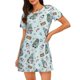 thumbnail image 1 of Balery Winter Wonderland Light Blue Camisón de manga corta con cuello redondo para mujer, cómodo y elegante., 1 of 6