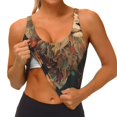 thumbnail image 4 of Haiem Majestic Cosmic Lion Pattern Womens Sports Bra - U Neck Padded Low Impact Yoga Bra Workout Crop Top Gym Moisture-Wicking Workout Vest -XX-Large, 4 of 9