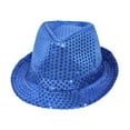 thumbnail image 2 of Sombreros de sol creativos Fedora con lentejuelas para viajes, juegos de rol, presentaciones en escenario al libre Azul, 2 of 8