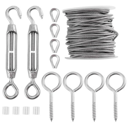 

1 Set 15m Stainless Steel Rope Sturdy Clothes Line Clothesline String Steel Wire Rope for Home Work Factory Shop (Silver)