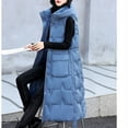thumbnail image 4 of Brondbend Woman's Jackets Winter Coats Women Hooded Sleeveless Pocket Zipper Outerwear Solid Color Thick Loose Fit Coats Lady Outdoor Tops Navy, 4 of 4