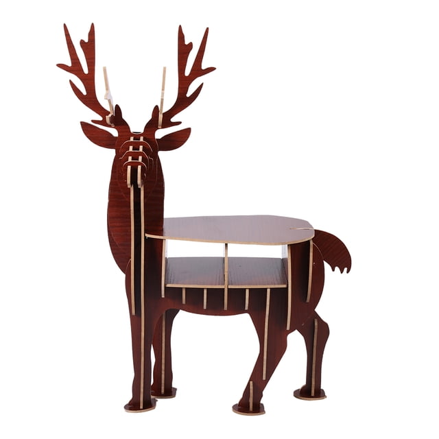 Juguetes de alce de animales de madera 3D, rompecabezas hechos a mano, estantes de almacenamiento, decoración para el hogar y la sala de estar, Color nogal