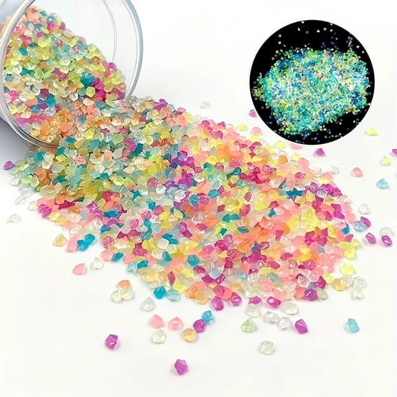 10,000 Pcs 3-5mm Glow-in-the-Dark Resin Sand, Multi-Color Luminous Pebbles for Aquarium & Garden Decor