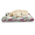 thumbnail image 1 of Exotic Pet Bed, Endemic Tropic Flowers on a Background of Paint Blots, Chew Resistant Pad for Dogs and Cats Cushion with Removable Cover, 24" x 39", Magenta Fern Green, by Ambesonne, 1 of 4