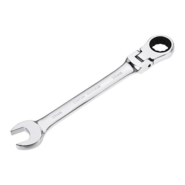 Llave de combinación de cabeza flexible de 21 mm Uxcell con 72 dientes y extremo de caja, acero CR-V