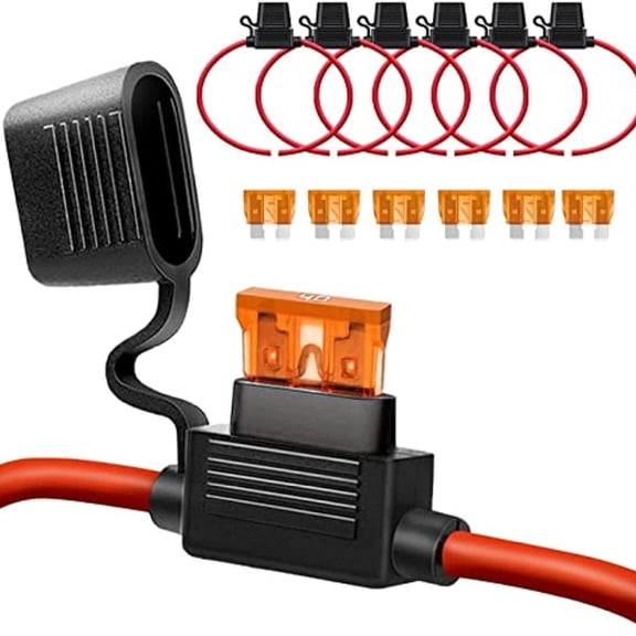 10 Gauge Fuse Holder - AWG Inline with 40 AMP ATC Blade Fuses (6pack) Automotive Retrofit