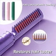 thumbnail image 5 of Latest Hairdressing Comb, Portable Ceramic Hair Dressing Comb with 3 Temp Settings, Rechargeable Mini Dual Purpose Curling Iron, Cordless 2-in-1 Touch-Up Combs for Less Frizz, Shines & Smooth (Purple), 5 of 8