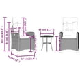thumbnail image 4 of vidaXL Ensemble Bistro 3 Pcs avec Coussins en Rotin Gris, 4 of 5