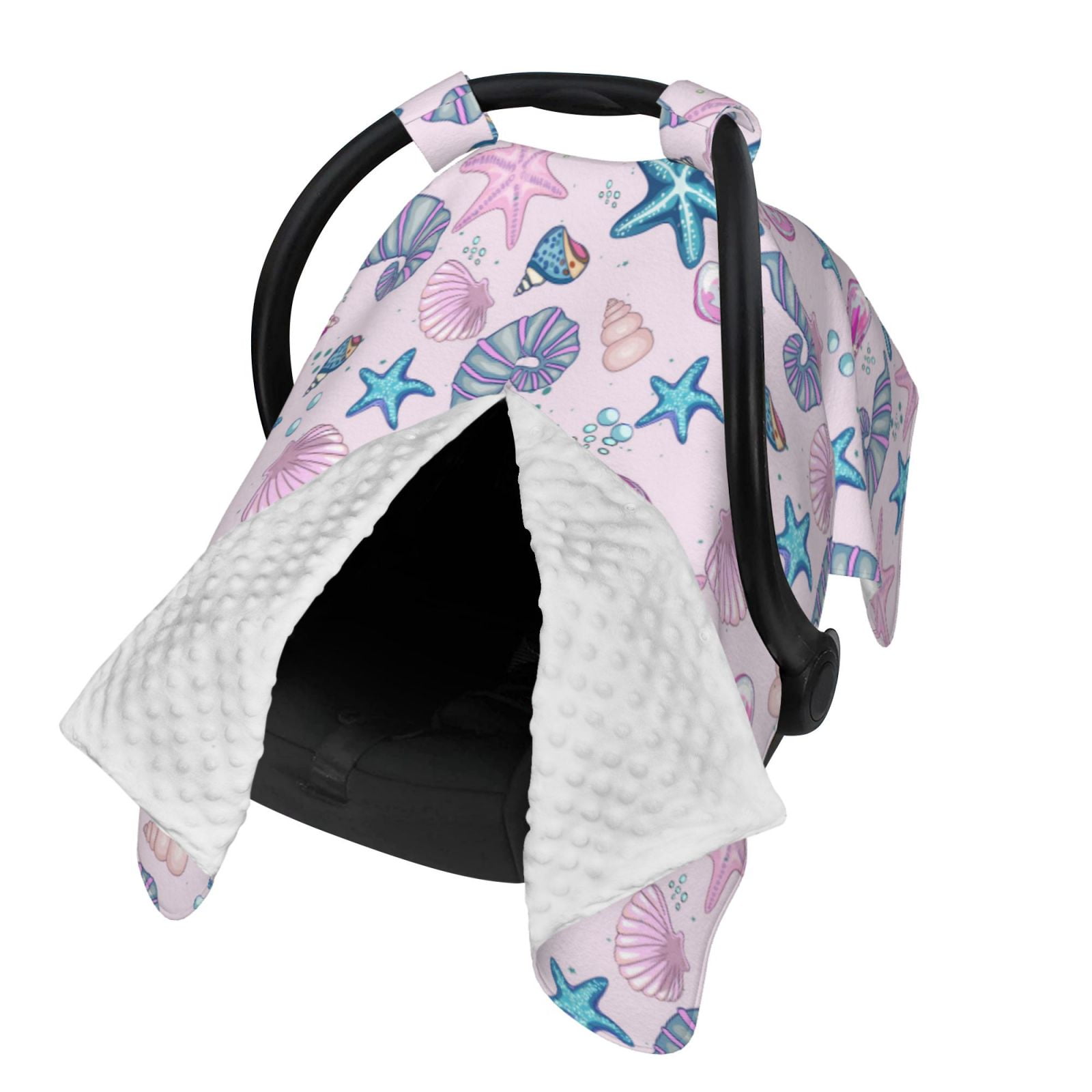 Naloa Sea Shells 3 Baby Car Seat Cover, Breathable Baby Carrier Cover, Multiuse Baby Carrier Cover & Nursing Breastfeeding Cover