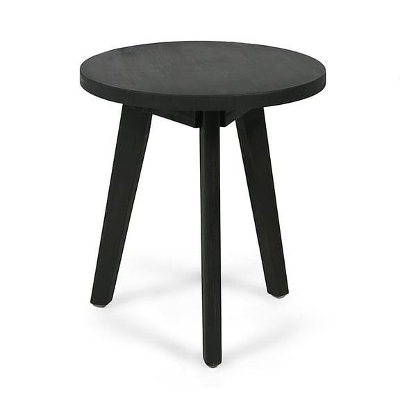 GDF Studio Gino Indoor/Outdoor Acacia Wood Side Table, Dark Gray