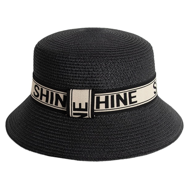 Sombrero de paja con circunferencia de 56-58 cm, parasol, sombrero de pescador de paja para verano para mujer