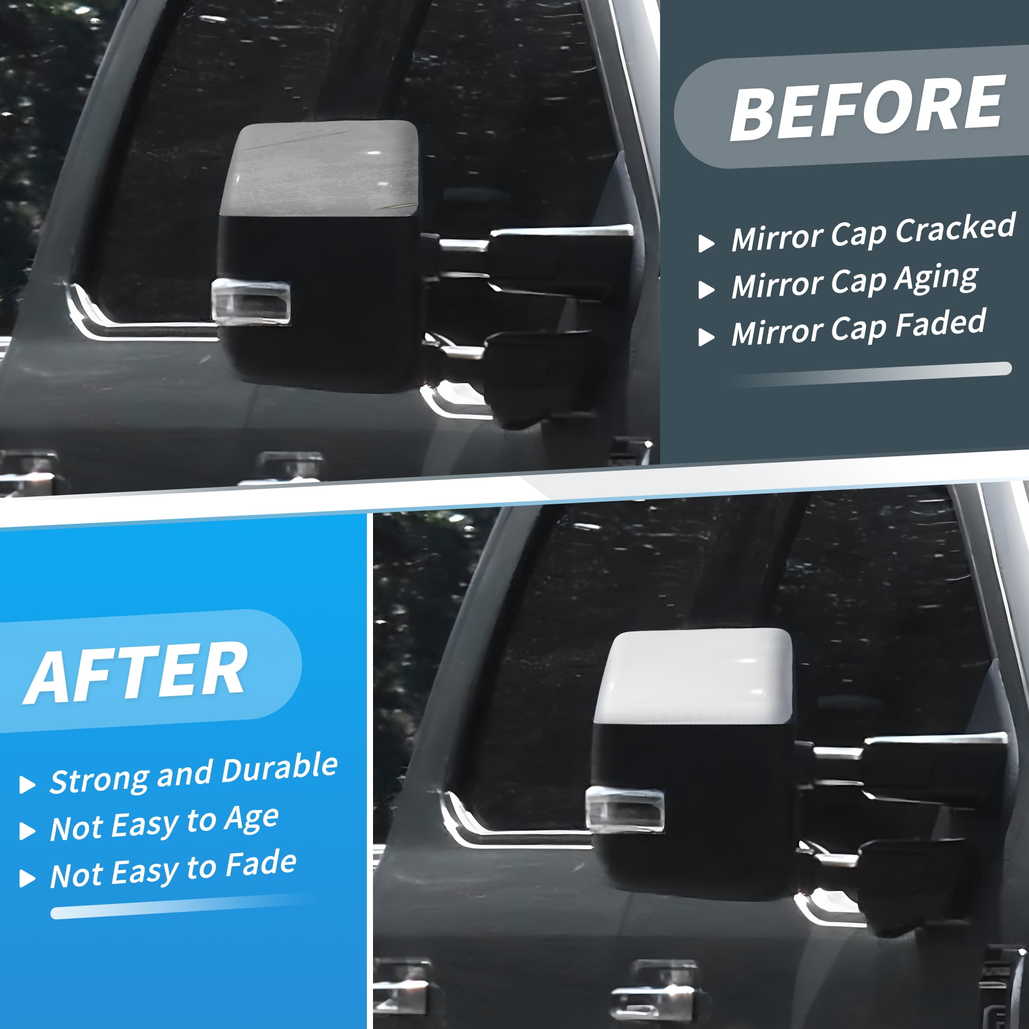 Unique Bargains White Upper Mirror Cover Cap for Ford F250 F350 F450 F550 Super Duty