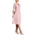 thumbnail image 4 of INSPIRE CHIC Women's Flare Dress V Neck 3/4 Sleeve Elegant A Line Work Dresses L Pink, 4 of 5
