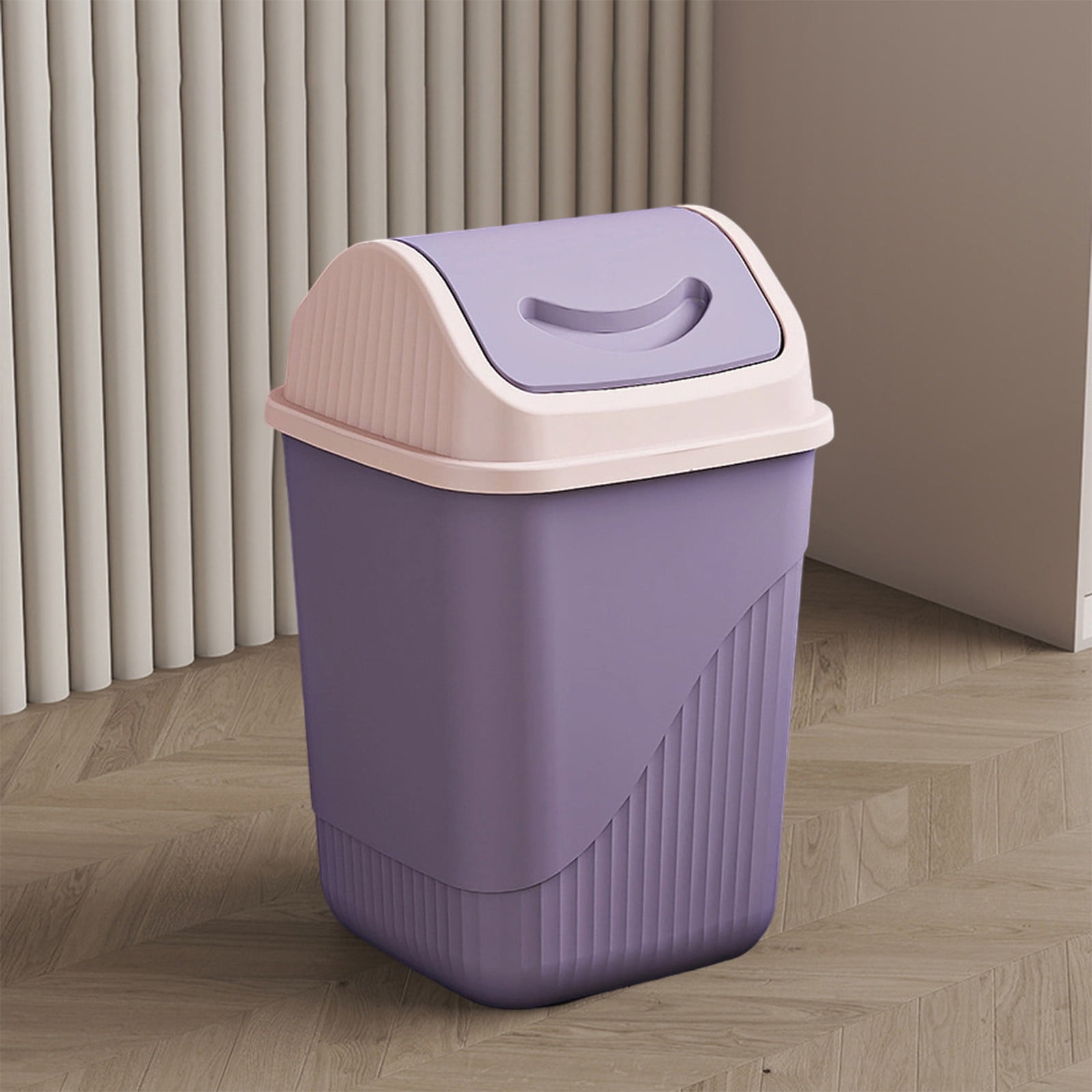 COM1950s Trash Can with Swing Lid,Odor Control Waste Bin for Bathroom and Office,Compact Size Plastic Garbage Bin for Small Spaces