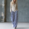 thumbnail image 6 of GUACER Wide Leg Pants for Women Checkered Pajama Pants Soft Cotton Lounge Trousers with Pockets for Home & Casual Outings, 6 of 9