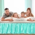 thumbnail image 4 of PiccoCasa Satin Silk Wrap Around Bed Skirt Dust Ruffle 18" Drop, King Cyan, 4 of 8