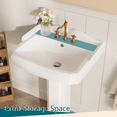 thumbnail image 7 of 23"L x 19"W Rectangular Pedestal Sink, White Ceramic Pedestal Bathroom Sink with 3 Faucet Holes At 4" Faucet Centers, with Overflow (White Color), 7 of 7
