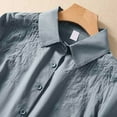 thumbnail image 5 of ZyeKqe Cotton Linen Shirts for Women 3/4 Sleeve Tops Collared V Neck Dressy Casual Blouses Embroidered Summer TopsM-XXL, 5 of 9