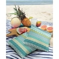 thumbnail image 4 of Outdoor Waterproof Throw Pillow Covers Set of 2 Teal Boho Stripe Tribal Vingtage Lumbar Pillowcases 16x16 Inch Green Bohemian Style Decorative Pillows Cushion Case Patio Pillows for Couch Bed Garden, 4 of 5