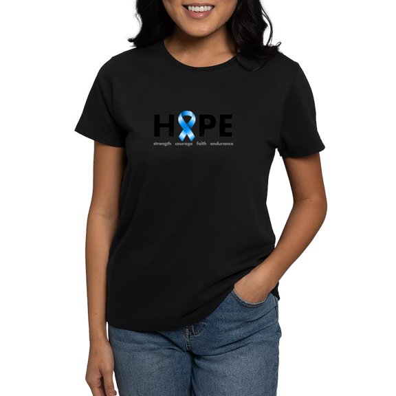 CafePress - Blue Ribbon Hope T Shirt - Women's Traditional Fit Dark T-Shirt