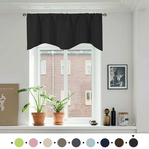 Howarmer Solid Color Polyester Valance Curtains With Rod Pocket Black Com Howarmer Solid Color Polyester Valance, Black Valance Curtains