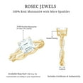 thumbnail image 6 of Rosec Jewels Asscher Cut Moissanite Ring for Engagement - 8 mm - Braided Ring - 3 Ct - D-VS1 Grade Certified - with Jewelry Box, 18K Yellow Gold, US 5.00, 6 of 9