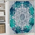 thumbnail image 6 of Chilfamy  Grey and Teal Shower Curtain, Mandala Ombre Geometry Occult Pattern with Flower Lines Display Artwork, Cloth Fabric Bathroom Decor Set with Hooks, Teal Grey White, 6 of 7