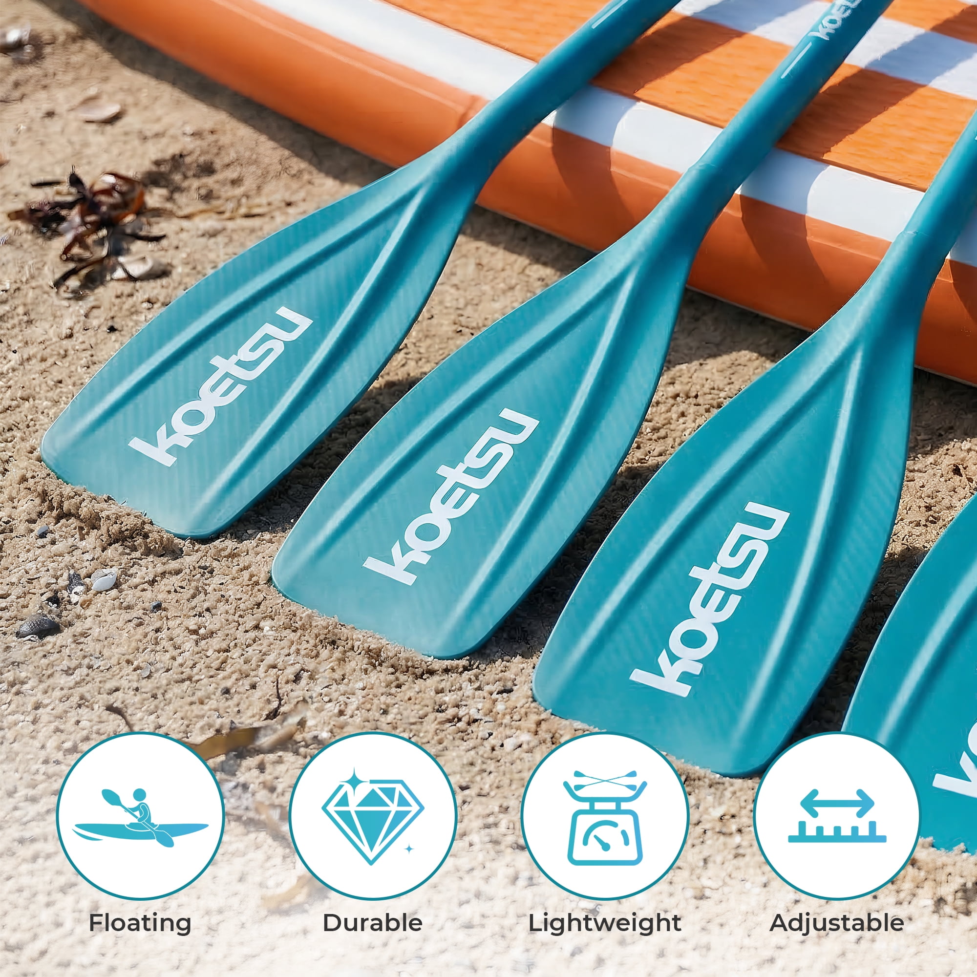 Kayak Paddle,KOETSU 2-in-1 Aluminum Alloy Boat Paddle Oars, Adjustable Canoe Board Paddles SUP Paddle Detachable 4 Piece, 85in,Green