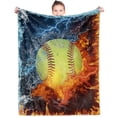 thumbnail image 5 of Softball Blanket Softball Gift for Teens, Flannel Soft Warm Plush Sport Softball Blue Black Throw Blanket for Girls Boys Kids Teen Softball Lovers All Season Couch Sofa Bed Living Room Decor(40"x50"), 5 of 7