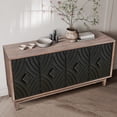 thumbnail image 5 of Atumcto 60" Mid Century Sideboard Buffet Cabinet with 4 Convex Diamond Pattern Doors, 2 Shelves & Solid Wood Legs for Living Room, Antique Black, 5 of 10