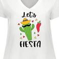 thumbnail image 4 of Inktastic Cinco De Mayo Let's Fiesta Cute Cactus with Sombrero Women's Plus Size V-Neck T-Shirt, 4 of 5