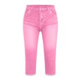 thumbnail image 4 of ZQUUVOU Capri Jeans for Women Pull On Jeggings High Elastic Breathable Tummy Control Yoga Pants Capri Leggings with Pockets Pink, 4 of 5