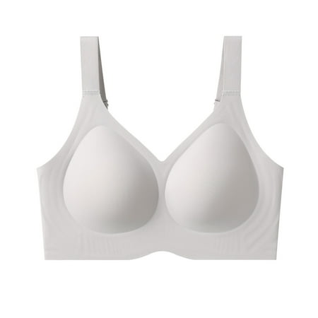 Yyeselk Seamless Bra for Women Wireless Push Up Bra Comfort Lift Up Anti-Sagging Bra Plus Size Full Coverage Bra White L